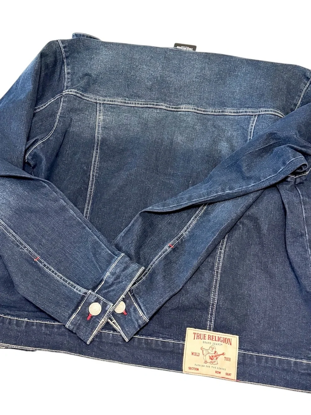 True Religion Dark Blue Denim Jacket with Red Stitching